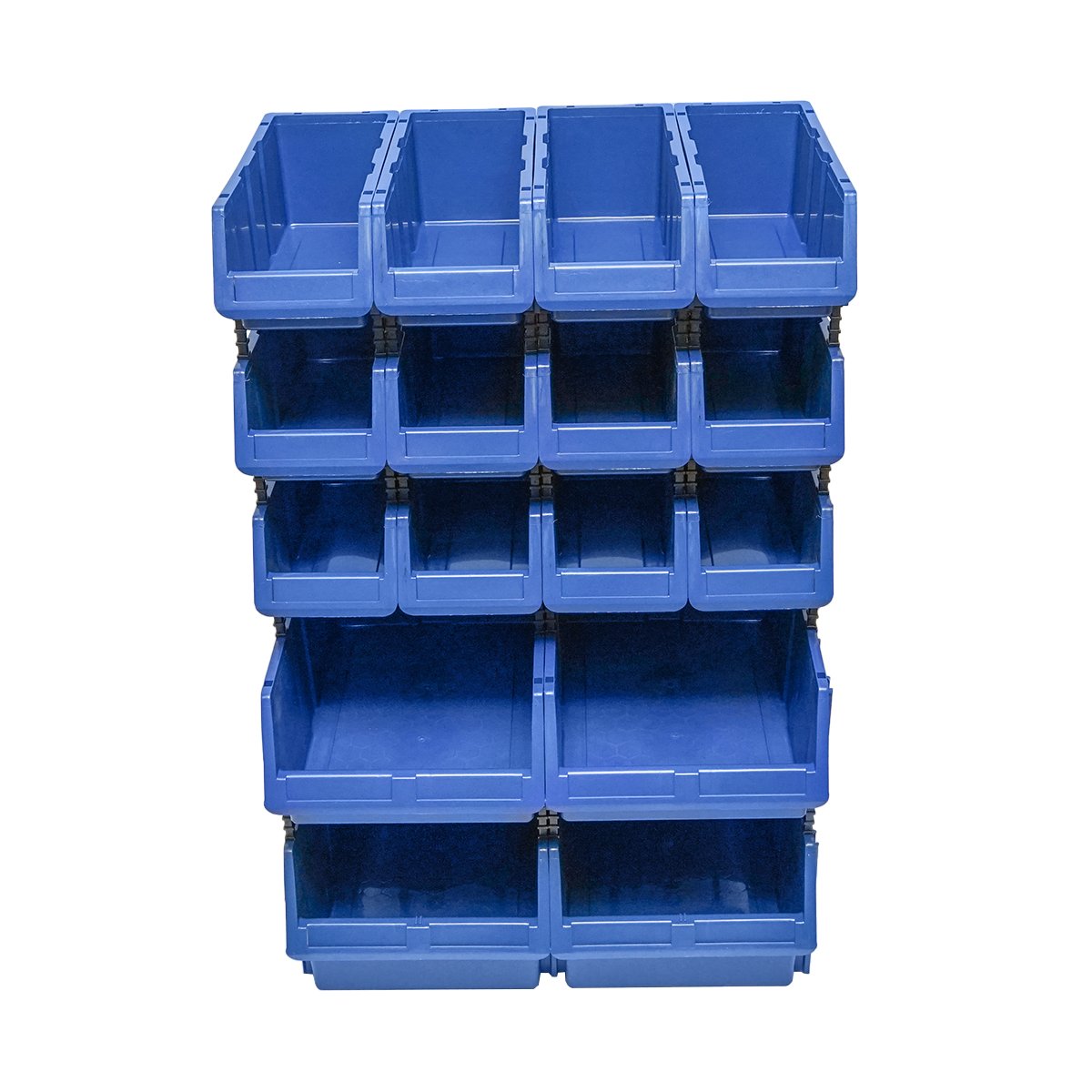 Stand cu 16 cutii pentru depozitare / organizare, cutie din plastic albastra, 680x510x1100mm